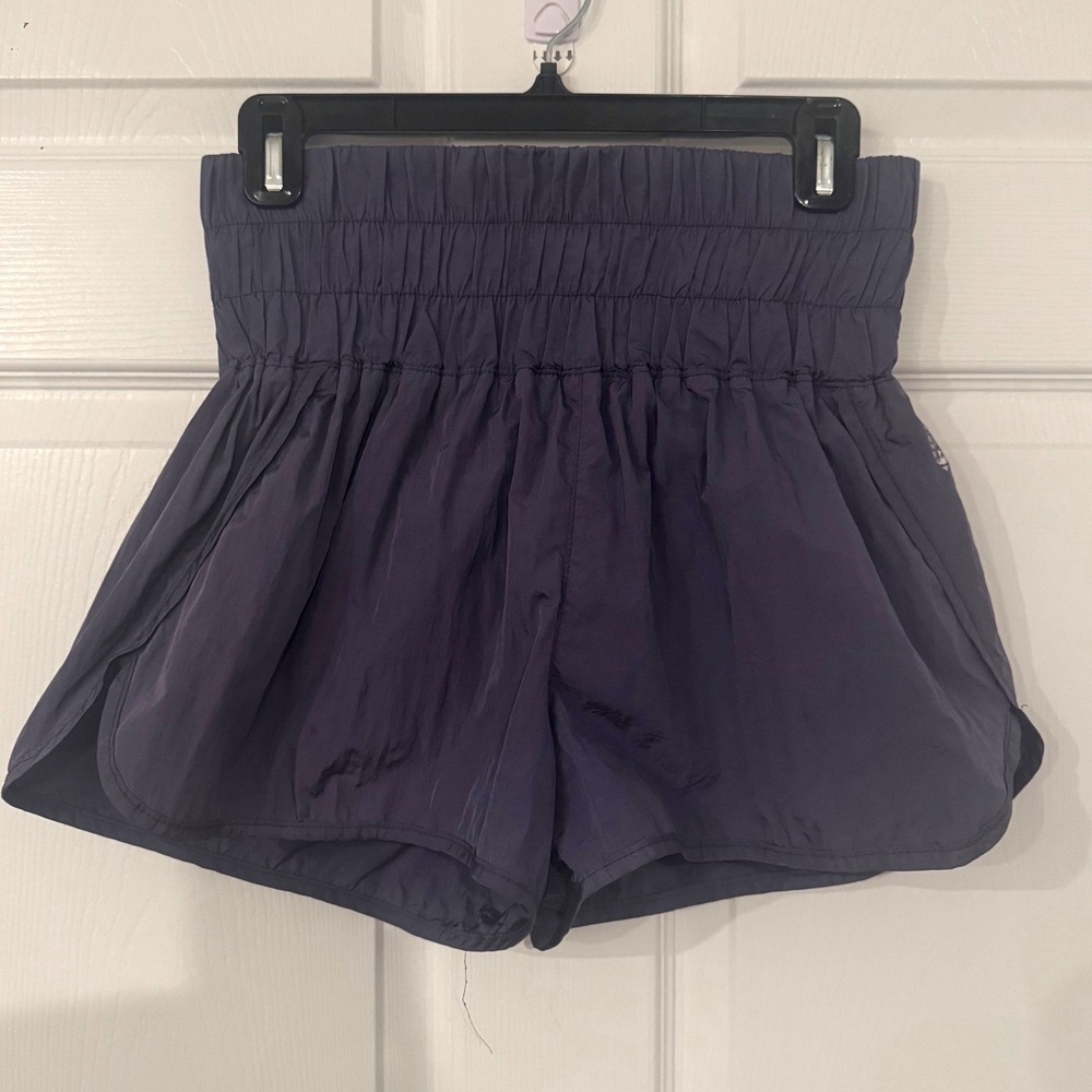 Free People FP Movement The Way Home Shorts Purple High Waist Smocked Medium